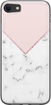 iPhone 8/7 hoesje siliconen - Marmer roze grijs - Soft Case Telefoonhoesje - Marmer - Transparant, Roze
