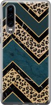 Huawei P30 hoesje - Luipaard zigzag - Soft Case Telefoonhoesje - Luipaardprint - Multi