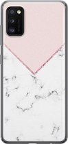 Samsung Galaxy A41 hoesje siliconen - Marmer roze grijs - Soft Case Telefoonhoesje - Marmer - Roze