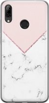 Huawei P Smart 2019 hoesje - Marmer roze grijs - Soft Case Telefoonhoesje - Marmer - Roze