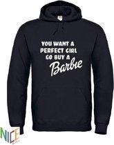 Hoodie "Not al perfect girl" zwart maat XXL