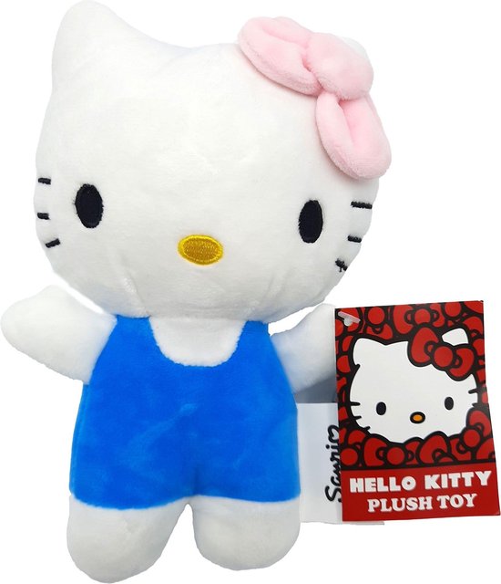 Hello Kitty - Knuffel - Sanrio - Handjes omhoog - Pluche - Blauw - 20 cm |  bol.com