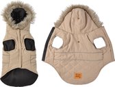 4goodz Hondenjas met bontkraag - winterjas hond 35 cm - Taupe