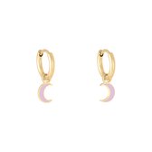 Oorbellen Pastel Moon | Goud - Paars