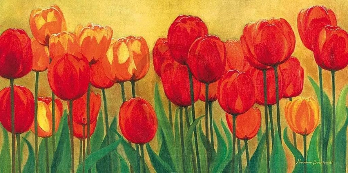 PGM Kunstdruk Marianne Bernhardt - Frühlingsgarten 100x50cm Divers