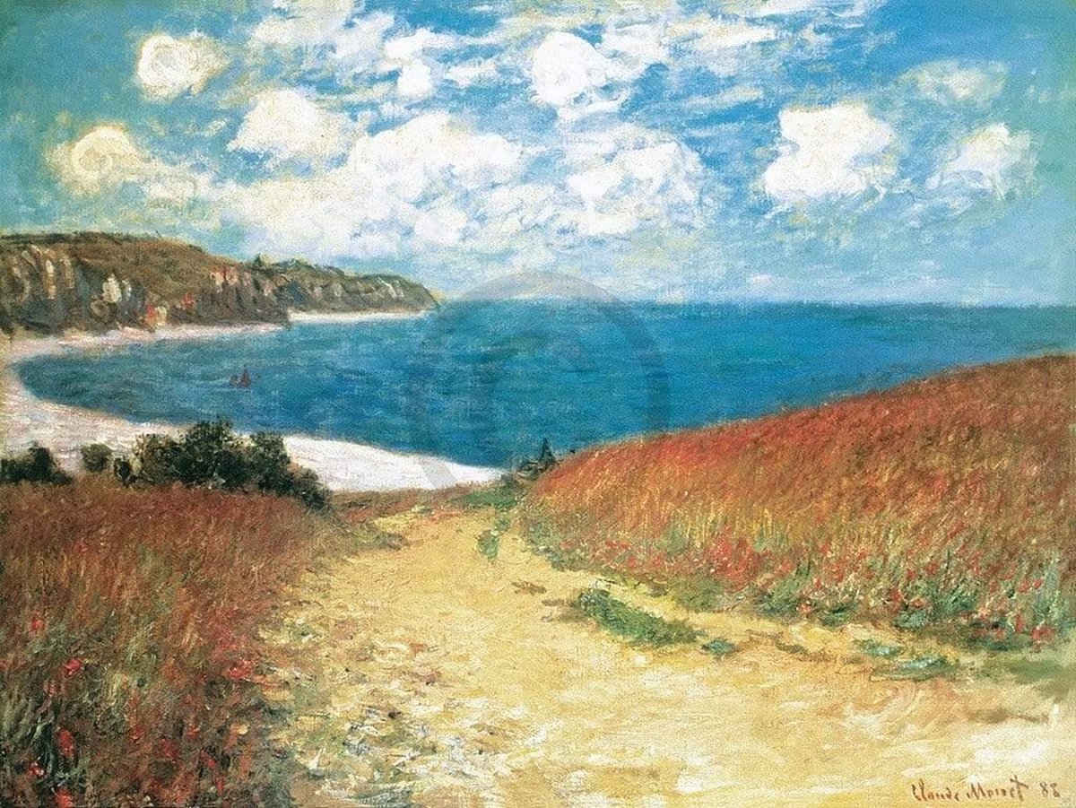 PGM Kunstdruk Claude Monet - Meadow Road to Pourville 1882 80x60cm Divers