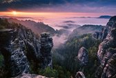 Fotobehang - Sunrise on the Rocks 384x260cm - Vliesbehang