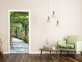 Sticky Decoration - Luxe Deursticker Pergola met bloemen - Groen - op maat voor jouw deur