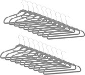 relaxdays kledinghangers fluweel set - kleerhanger - kledinghanger - smal - antislip grijs Pak van 20