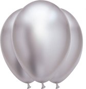 GLOBOLANDIA - 6 satijnachtige zilverkleurige latex ballonnen