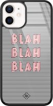 iPhone 12 mini hoesje glass - Blah blah blah | Apple iPhone 12 Mini case | Hardcase backcover zwart