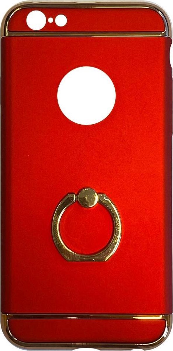 Fit Fashion - Hardcase Hoesje - Met ring - Geschikt voor iPhone 6/6S - Rood