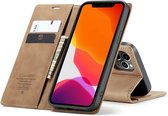 Caseme Slim Retro Wallet kunstleer hoes voor iPhone 12 Pro Max - bruin