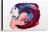 Canvas  - Roze/Blauwe Verfvegen - 90x60cm Foto op Canvas Schilderij (Wanddecoratie op Canvas)