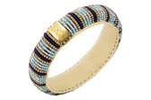 Return to Sender Armband - Beaded bracelet slim Blauw / licht blauw - Skai (leer) met kralen - Blauw