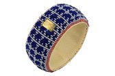 Return to Sender Armband - Beaded bracelet broad Blauw / zilver - Skai (leer) met kralen - Blauw; Zilver