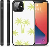 Telefoonhoesje met Naam iPhone 12 Mini Silicone Case met Zwarte rand Palmtrees