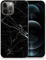 Smartphone hoesje iPhone 12 Pro Max Transparant Hoesje Marmer Zwart