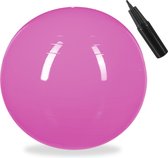ballon de fitness relaxdays 55 cm - avec pompe - ballon de gym - ballon assis - ballon de yoga - ballon de pilates - PVC rose