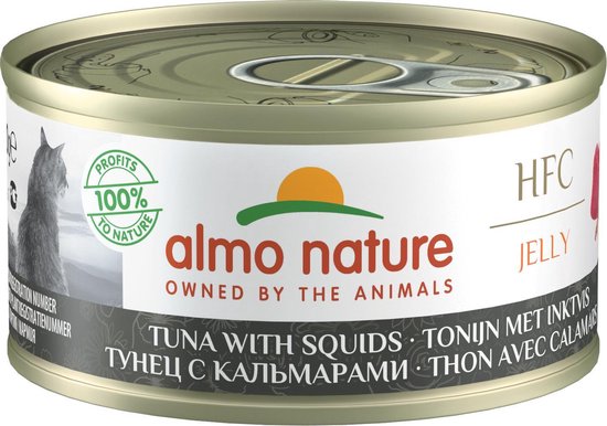 Almo Nature Natvoer Katten - HFC Jelly - Tonijn & Inktvis - 24 x 70g