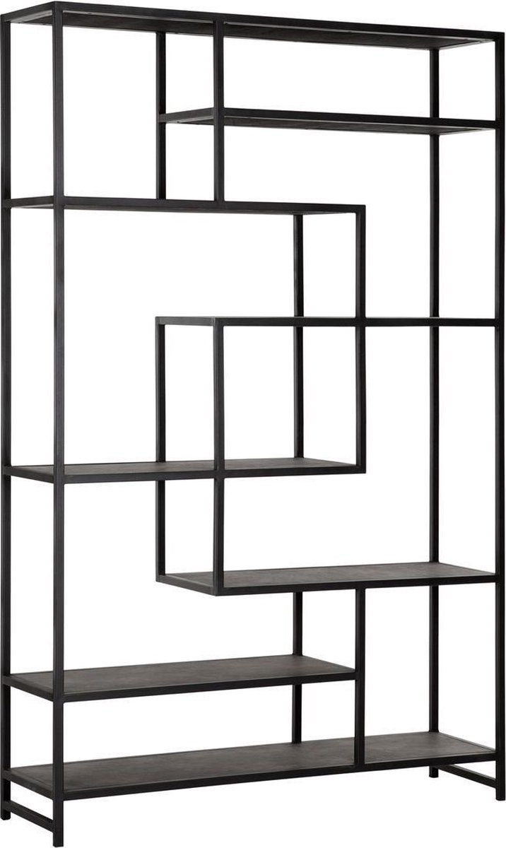 MUST Living boekenkast Harmony metaal en carlitto leer 190x120x35 cm