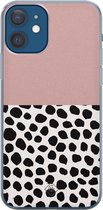 iPhone 12 hoesje siliconen - Stippen roze | Apple iPhone 12 case | TPU backcover transparant