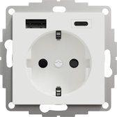 Stopcontact - Inbouw - Randaarde - USB Type A+C - Actief Wit - Systeem M - Schneider Electric - MTN2367-0325