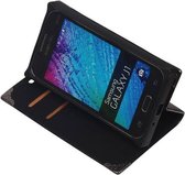 TPU Map Booktype Wallet Case Hoesjes voor Galaxy J1 J100F Zwart