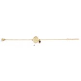 Twice As Nice Armband in goudkleurig edelstaal, ronde gehamerd, onyx  15 cm+3 cm