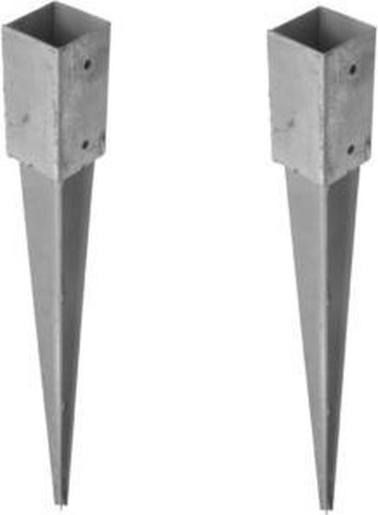 4x Paalhouders / paaldragers staal verzinkt met punt - 7 x 7 x 75 cm - palen | bol.com
