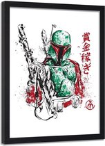Foto in frame ,  Assassin in groen , 70x100cm , rood zwart , wanddecoratie , Premium Print