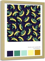 Foto in frame Abstracte banaan, 70x100cm, blauw/geel, Premium print