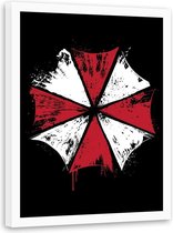 Foto in frame , Umbrella Corp , 70x100cm , wit rood zwart ,wanddecoratie ,Premium Print