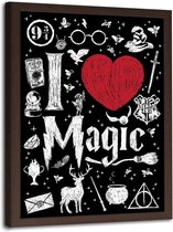 Foto in frame ,I love magic , Harry potter , 70x100cm , wit rood zwart , wanddecoratie , Premium Print