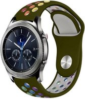 Siliconen Smartwatch bandje - Geschikt voor  Samsung Gear S3 sport band - legergroen kleurrijk - Horlogeband / Polsband / Armband