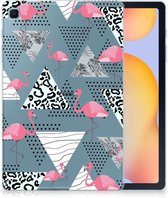 Hoesje Samsung Galaxy Tab S6 Lite | Tab S6 Lite 2022 Tablet Cover Flamingo Triangle met transparant zijkanten