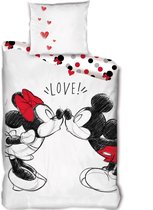 Disney Minnie Mouse Dekbedovertrek Love - Eenpersoons - 140  x 200 cm - Wit