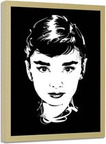 Foto in frame , Audrey Hepburn , Filmster , 70x100cm , zwart wit , wanddecoratie