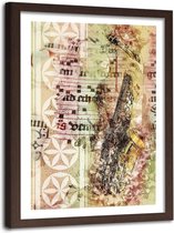 Foto in frame Vrouw met saxofoon, 80x120, beige, Premium print