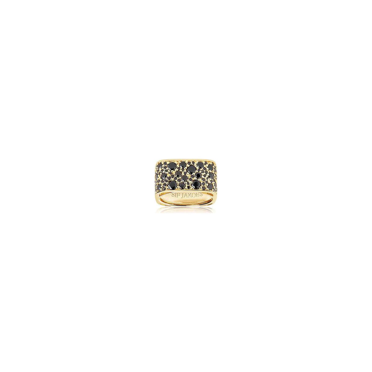 Sif Jakobs sieraden Dames Dames Ring Noara Quadrato 925 sterling zilveren zirconia 56 Goud / Zwart 32011882