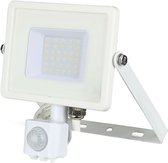 LED Bouwlamp 30 Watt met Sensor - LED Schijnwerper - Viron Dana - Warm Wit 3000K - Mat Wit - Aluminium - SAMSUNG LEDs - BSE