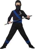 Ninja kostuum zwart/blauw voor kinderen - verkleedpak 128/140