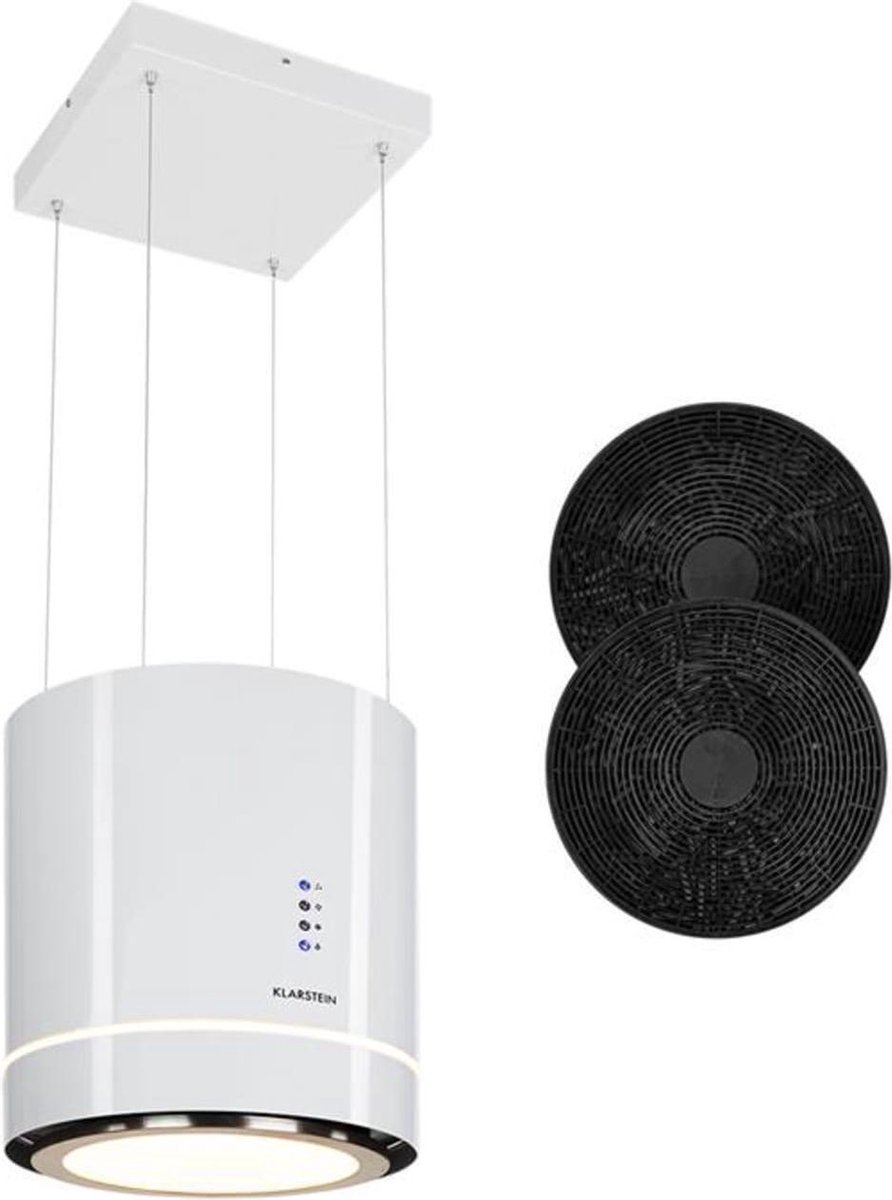Klarstein Tron Ambience eilandafzuigkap - ø38cm circulatie 540m³/h led - wit
