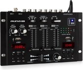 auna DJ-22BT MKII mixer 3/2-kanalen DJ mengpaneel , Bluetooth , 2x USB , twee RCA line-ingangen met schakelbare phono-voorversterker , rack-inbouw
