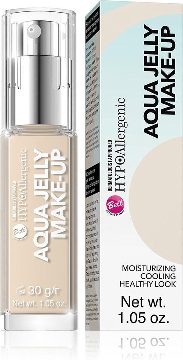 Bell - Hypoallergenic Aqua Jelly Makeup Hypoallergenic Moisturizing And Matting Foundation With A Jelly Consistency 02 Light Sand Beige 30G