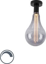 QAZQA facile - Moderne LED Plafondlamp - 1 lichts - Ø 165 mm - Zwart -  Woonkamer | Slaapkamer | Keuken