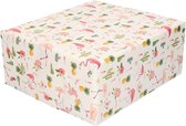 Set van 4x stuks inpakpapier/cadeaupapier tropische print roze flamingo 200 x 70 cm - kadopapier/cadeaupapier/papier