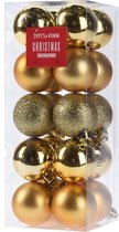 20x Kleine gouden kunststof kerstballen 4 cm glitter/mat/glans - Kerstboomversiering/kerstversiering goud