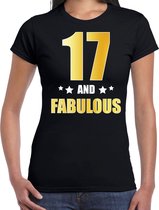 17 and fabulous verjaardag cadeau t-shirt / shirt - zwart - gouden en witte letters - dames - 17 jaar kado shirt / outfit S