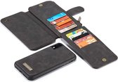 CaseMe iPhone 12 en iPhone 12 Pro Hoesje Zwart met bijpassende pasjeshouder- 2 in 1 Zipper Wallet